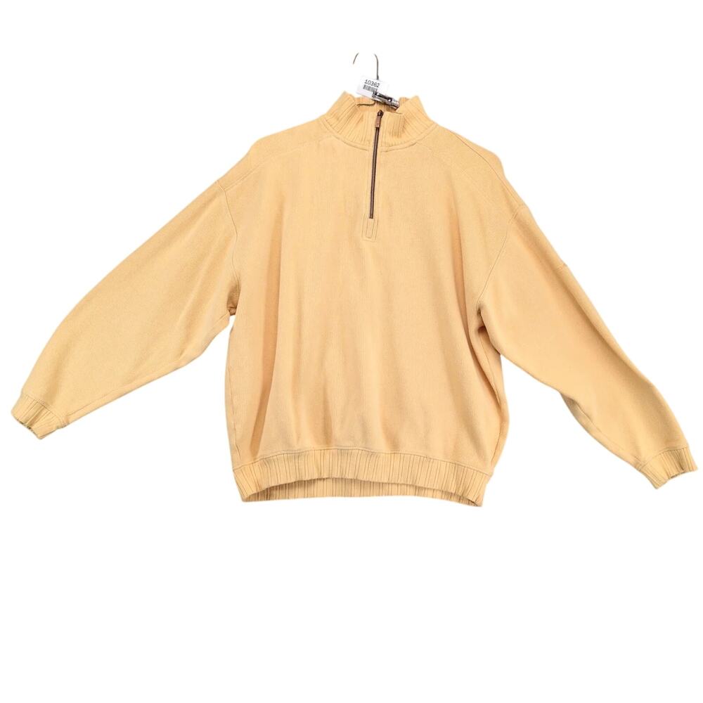Tommy Bahama 1/4 Zip Knit Gold‎ Sweater Men's L Mock Neck Copper Zipper Casual